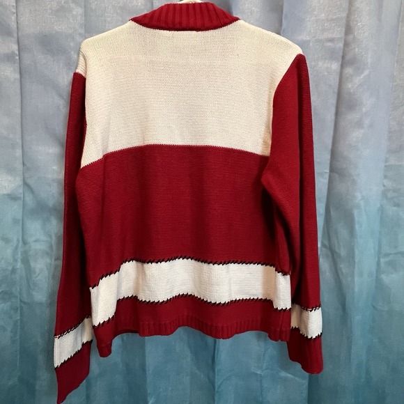 Liz Claiborne‎ Liz Sport Women's Mock neck Sweater Long Sleeve Red/white XL - Picture 2 of 5